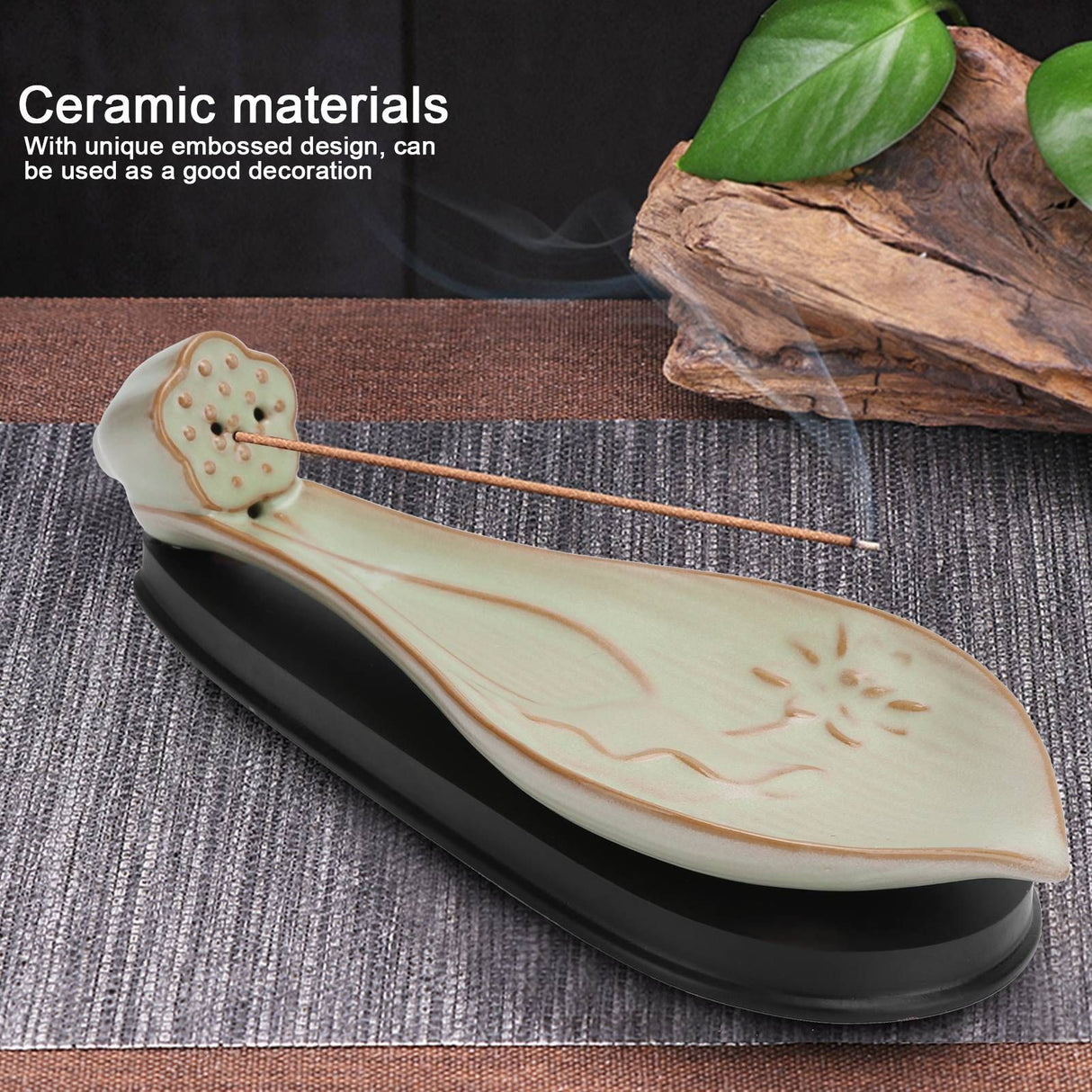 Incense Holder Embossed Ceramic Incense Stick Coil Burner Tray Desktop Decoration