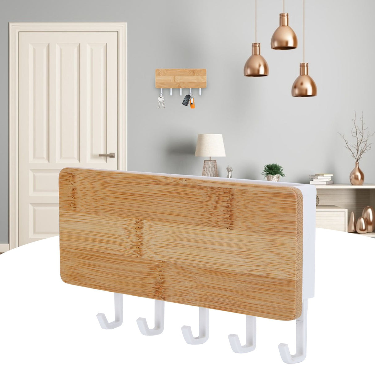 Wall Mount Key Holder Home Wall Mount Key Hanger Organizer Storage Box with 5 Hooks