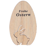 Wooden Egg Shape Ornament Cute Rabbit Tabletop Decor Wooden Craft Ornaments for Home Office