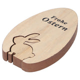 Wooden Egg Shape Ornament Cute Rabbit Tabletop Decor Wooden Craft Ornaments for Home Office