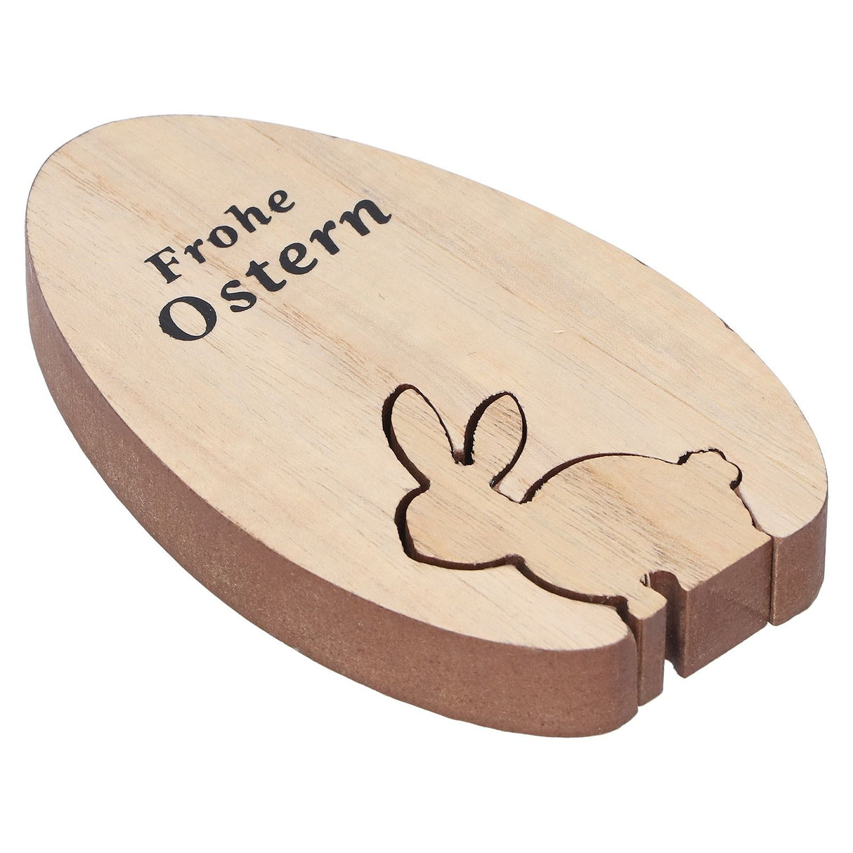 Wooden Egg Shape Ornament Cute Rabbit Tabletop Decor Wooden Craft Ornaments for Home Office