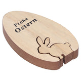 Wooden Egg Shape Ornament Cute Rabbit Tabletop Decor Wooden Craft Ornaments for Home Office