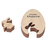 Wooden Egg Shape Ornament Cute Rabbit Tabletop Decor Wooden Craft Ornaments for Home Office
