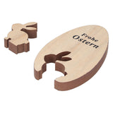 Wooden Egg Shape Ornament Cute Rabbit Tabletop Decor Wooden Craft Ornaments for Home Office - Close-Up Angle