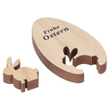 Wooden Egg Shape Ornament Cute Rabbit Tabletop Decor Wooden Craft Ornaments for Home Office