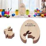 Wooden Egg Shape Ornament Cute Rabbit Tabletop Decor Wooden Craft Ornaments for Home Office