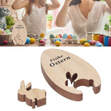 Wooden Egg Shape Ornament Cute Rabbit Tabletop Decor Wooden Craft Ornaments for Home Office