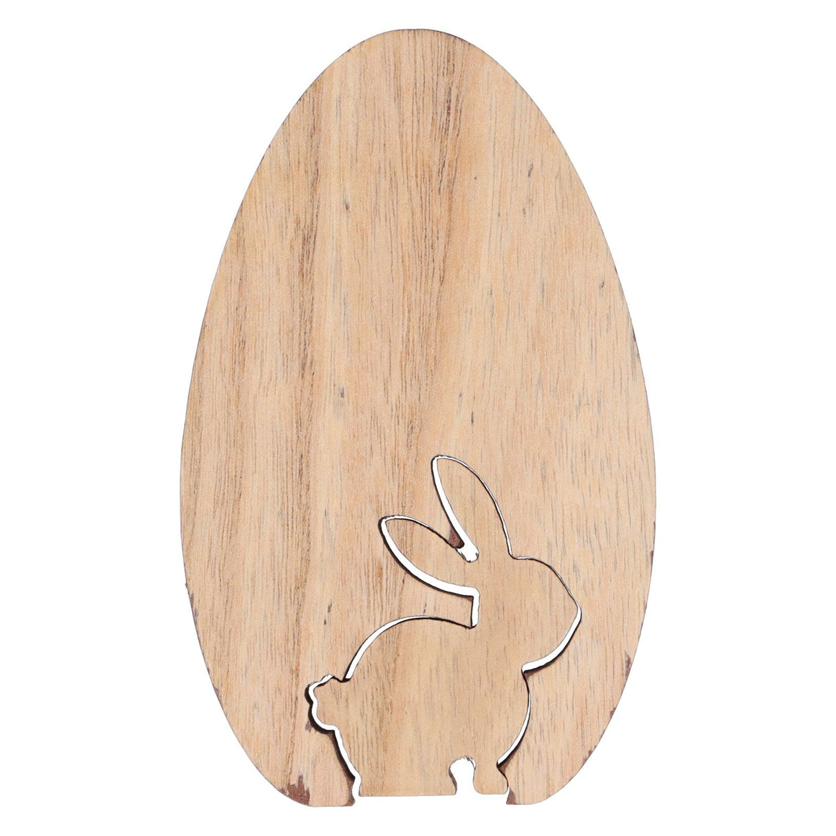 Wooden Egg Shape Ornament Cute Rabbit Tabletop Decor Wooden Craft Ornaments for Home Office