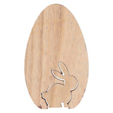 Wooden Egg Shape Ornament Cute Rabbit Tabletop Decor Wooden Craft Ornaments for Home Office
