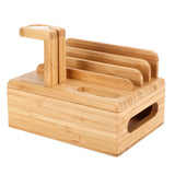 Bamboo Device Organizer Stand Cellphone Tablet Watch Holder Desktop Storage Box Gifts