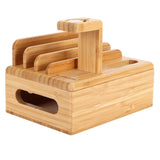 Bamboo Device Organizer Stand Cellphone Tablet Watch Holder Desktop Storage Box Gifts
