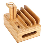 Bamboo Device Organizer Stand Cellphone Tablet Watch Holder Desktop Storage Box Gifts