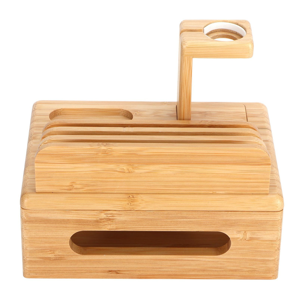 Bamboo Device Organizer Stand Cellphone Tablet Watch Holder Desktop Storage Box Gifts