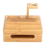 Bamboo Device Organizer Stand Cellphone Tablet Watch Holder Desktop Storage Box Gifts - Rear View