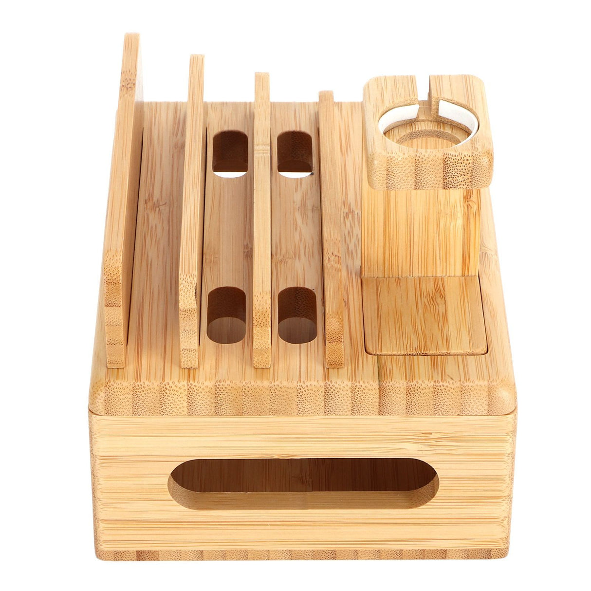 Bamboo Device Organizer Stand Cellphone Tablet Watch Holder Desktop Storage Box Gifts