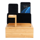 Bamboo Device Organizer Stand Cellphone Tablet Watch Holder Desktop Storage Box Gifts - Extra Image