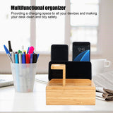 Bamboo Device Organizer Stand Cellphone Tablet Watch Holder Desktop Storage Box Gifts - Extra Image