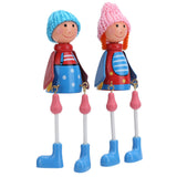 Wooden Dolls Cartoon Puppet Decoration Ornament Handicraft for Wedding Favors Birthday Gift - Front View