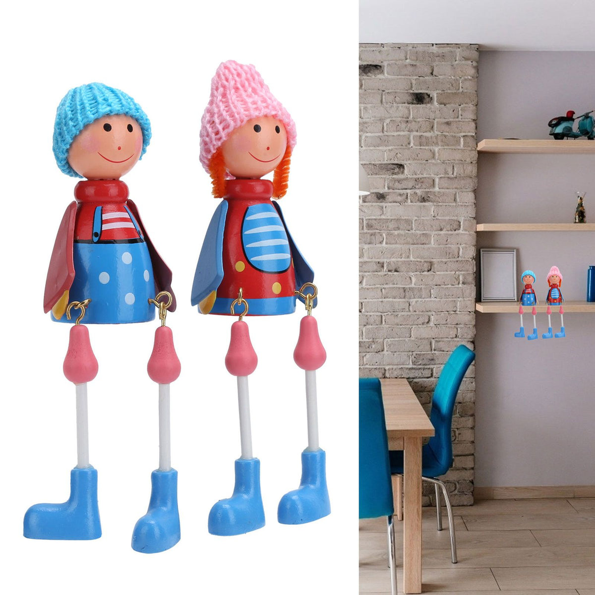 Wooden Dolls Cartoon Puppet Decoration Ornament Handicraft for Wedding Favors Birthday Gift