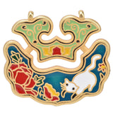 Chinese Retro Peace Lock Pendant Unique Charm Enamel Porcelain Lock Pendant Men Women Silver Jewelry for GiftWhite Cat Lock