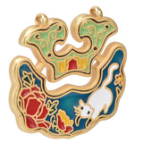Chinese Retro Peace Lock Pendant Unique Charm Enamel Porcelain Lock Pendant Men Women Silver Jewelry for GiftWhite Cat Lock - Front View