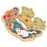Chinese Retro Peace Lock Pendant Unique Charm Enamel Porcelain Lock Pendant Men Women Silver Jewelry for GiftWhite Cat Lock - Side View