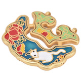 Chinese Retro Peace Lock Pendant Unique Charm Enamel Porcelain Lock Pendant Men Women Silver Jewelry for GiftWhite Cat Lock - Top-Down View