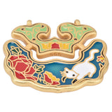 Chinese Retro Peace Lock Pendant Unique Charm Enamel Porcelain Lock Pendant Men Women Silver Jewelry for GiftWhite Cat Lock