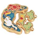 Chinese Retro Peace Lock Pendant Unique Charm Enamel Porcelain Lock Pendant Men Women Silver Jewelry for GiftWhite Cat Lock