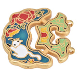 Chinese Retro Peace Lock Pendant Unique Charm Enamel Porcelain Lock Pendant Men Women Silver Jewelry for GiftWhite Cat Lock