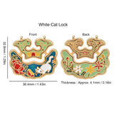 Chinese Retro Peace Lock Pendant Unique Charm Enamel Porcelain Lock Pendant Men Women Silver Jewelry for GiftWhite Cat Lock - Extra Image