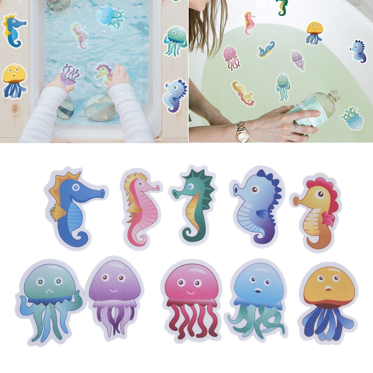 2 Set Bathroom Bathtub Stickers Children Room Decorative Wall Decal Sea Animal Nonslip Adhesive Appliques