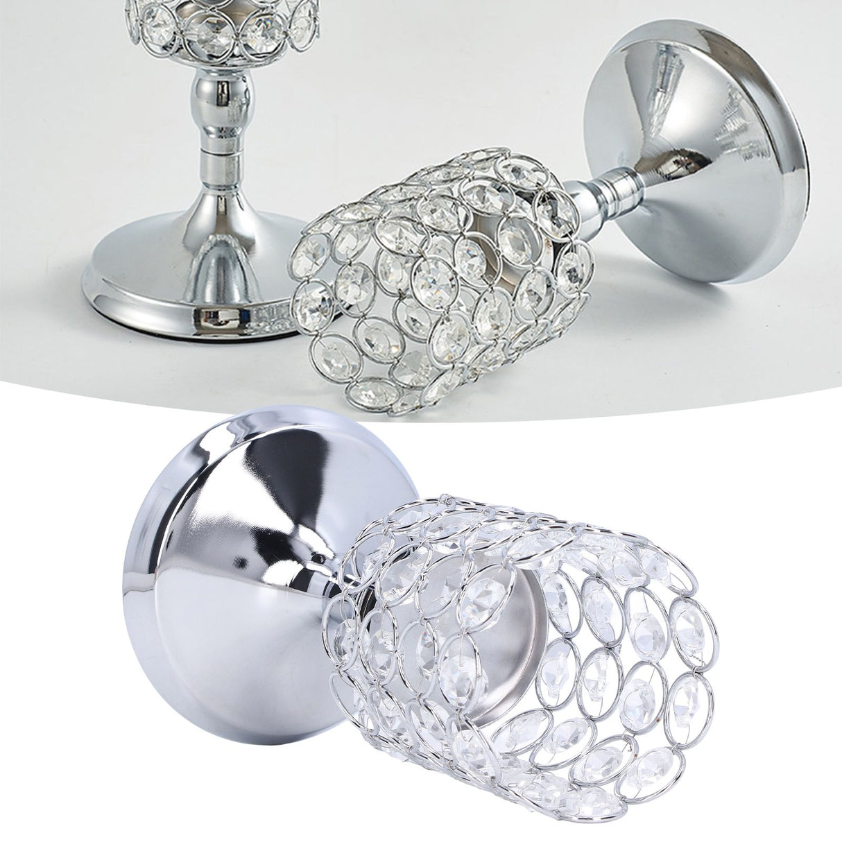 Crystal Candle Holder Electroplating Process Carved Design Elegant Style Exquisite Durable Tealight Candle Holder