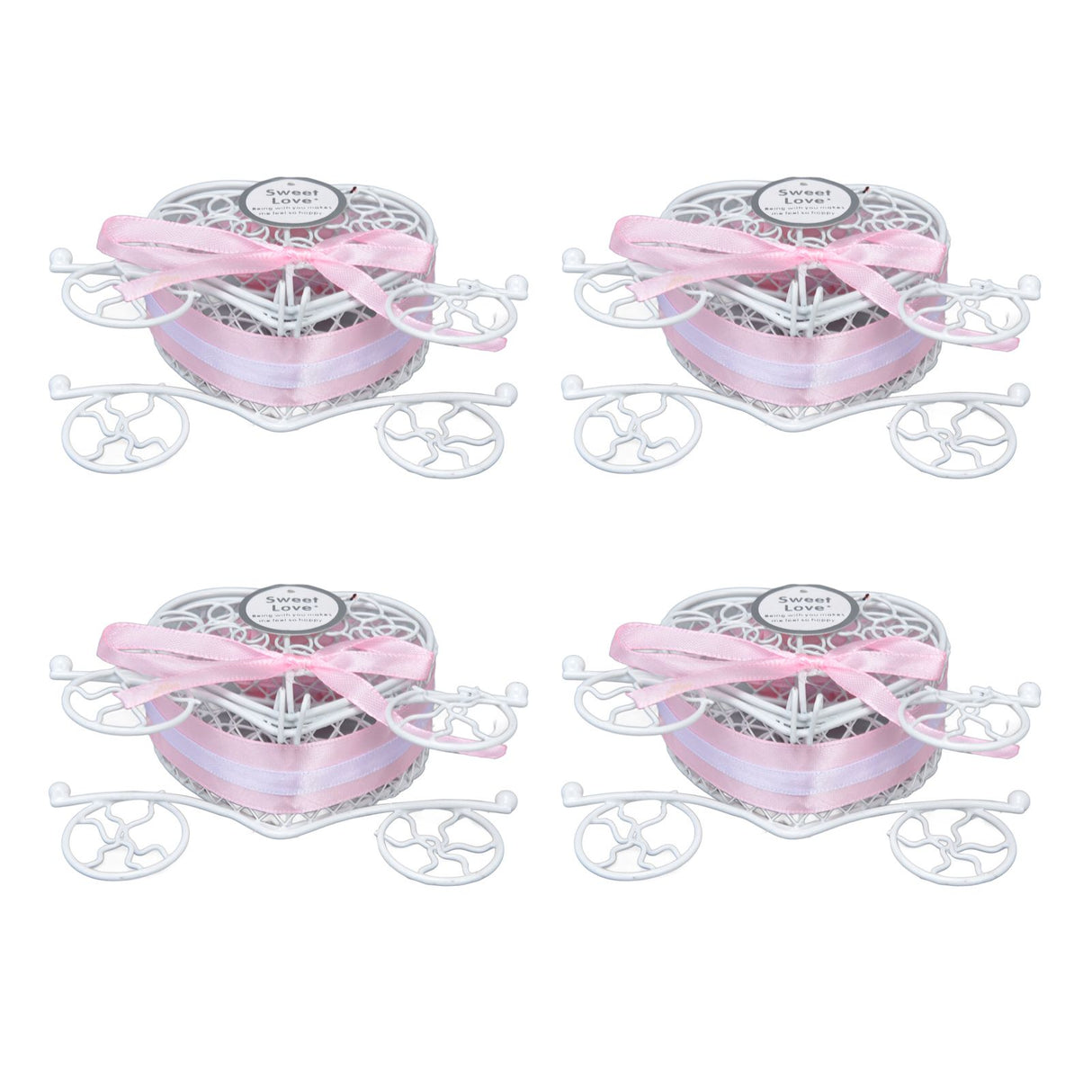 4PCS Wedding Candy Box Tinplate Heart Shaped Candy Box Romantic Valentines Gift Box for Birthday PartyPink