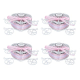4PCS Wedding Candy Box Tinplate Heart Shaped Candy Box Romantic Valentines Gift Box for Birthday PartyPink - Side View