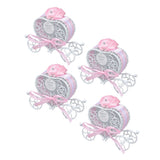 4PCS Wedding Candy Box Tinplate Heart Shaped Candy Box Romantic Valentines Gift Box for Birthday PartyPink