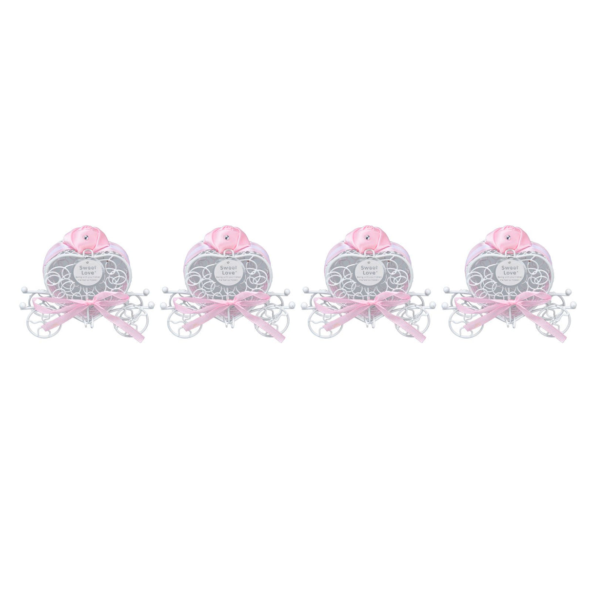 4PCS Wedding Candy Box Tinplate Heart Shaped Candy Box Romantic Valentines Gift Box for Birthday PartyPink