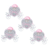 4PCS Wedding Candy Box Tinplate Heart Shaped Candy Box Romantic Valentines Gift Box for Birthday PartyPink