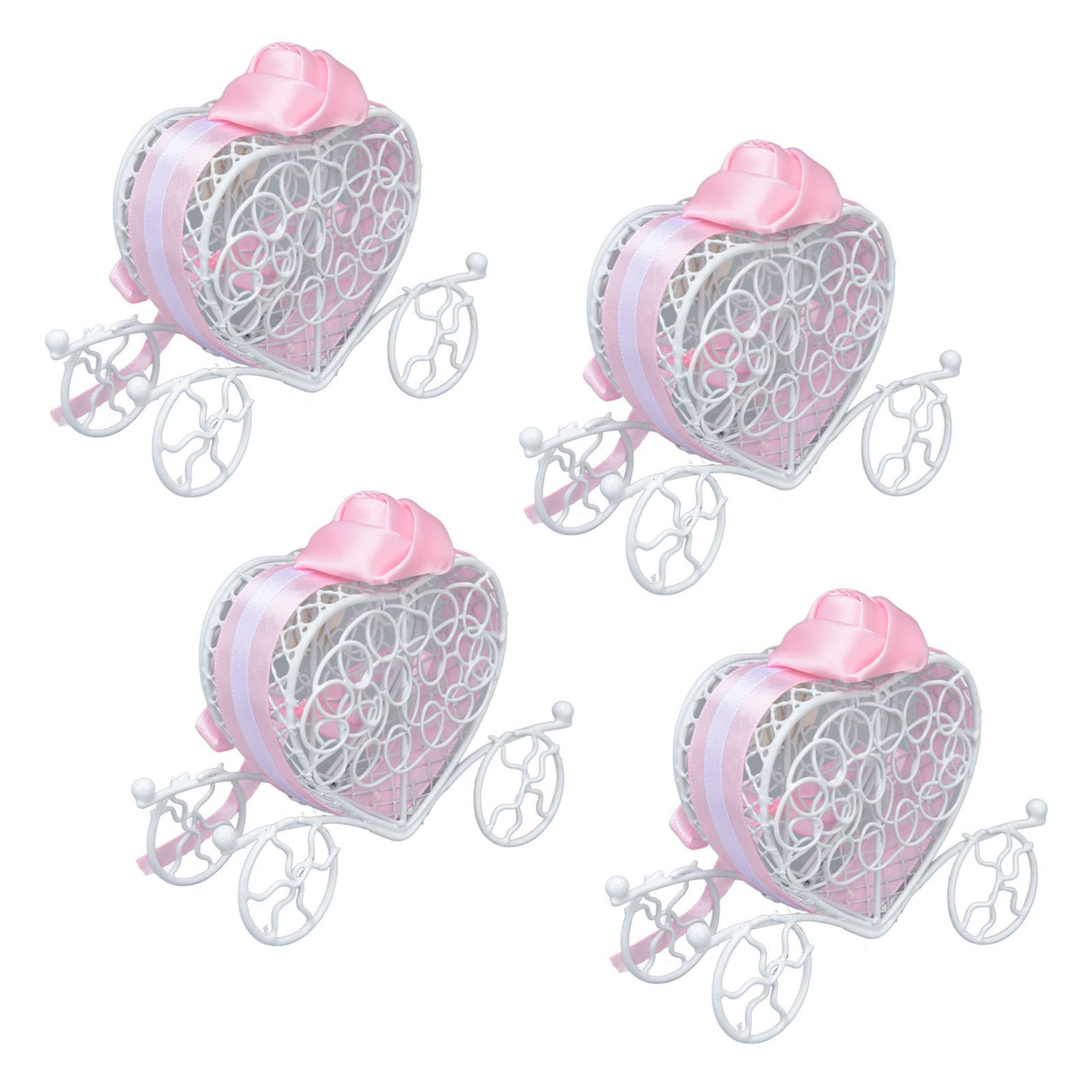 4PCS Wedding Candy Box Tinplate Heart Shaped Candy Box Romantic Valentines Gift Box for Birthday PartyPink