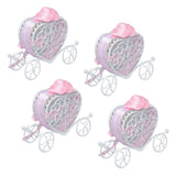 4PCS Wedding Candy Box Tinplate Heart Shaped Candy Box Romantic Valentines Gift Box for Birthday PartyPink