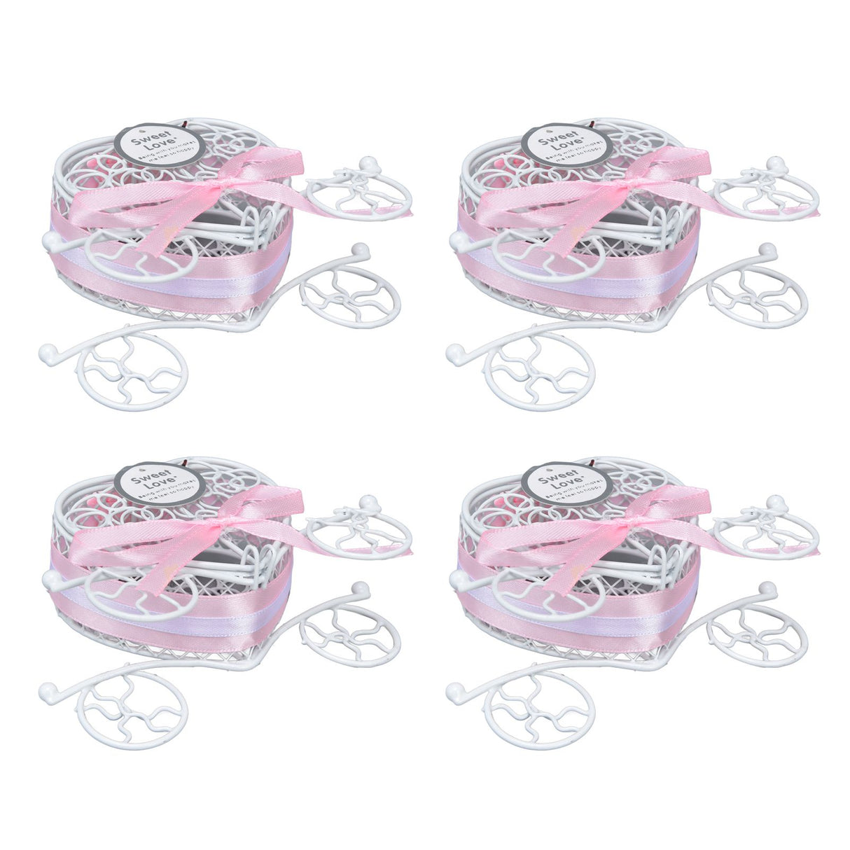 4PCS Wedding Candy Box Tinplate Heart Shaped Candy Box Romantic Valentines Gift Box for Birthday PartyPink