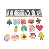 Welcome Door Sign Wooden Welcome Sign with 16 Interchangeable Icons for Farmhouse Office Classroom Beach House