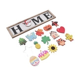 Welcome Door Sign Wooden Welcome Sign with 16 Interchangeable Icons for Farmhouse Office Classroom Beach House - Top-Down View