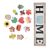 Welcome Door Sign Wooden Welcome Sign with 16 Interchangeable Icons for Farmhouse Office Classroom Beach House - Low Angle