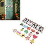 Welcome Door Sign Wooden Welcome Sign with 16 Interchangeable Icons for Farmhouse Office Classroom Beach House