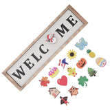 Door Sign Wooden Seasonal Rustic Welcome Door Decoration with 16 Interchangeable Icons for Farmhouse Office Home - Side View