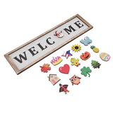 Door Sign Wooden Seasonal Rustic Welcome Door Decoration with 16 Interchangeable Icons for Farmhouse Office Home - Low Angle