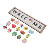 Door Sign Wooden Seasonal Rustic Welcome Door Decoration with 16 Interchangeable Icons for Farmhouse Office Home - Extra Image