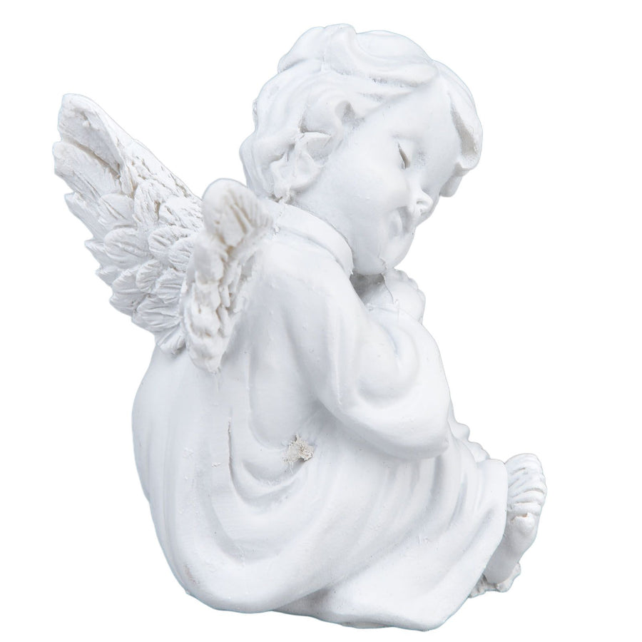 Cherub Statue Synthetic Resin Material Lovely Style White Baby Figurines for Party DecorationsCherub Statue Left