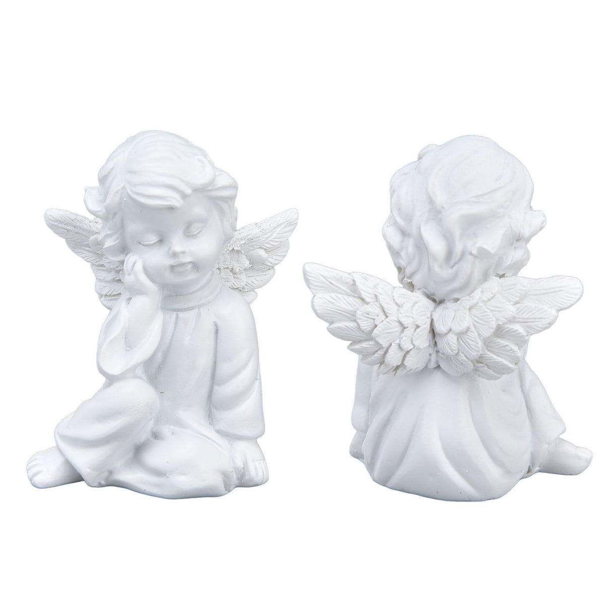 Cherub Statue Synthetic Resin Material Lovely Style White Baby Figurines for Party DecorationsCherub Statue Right